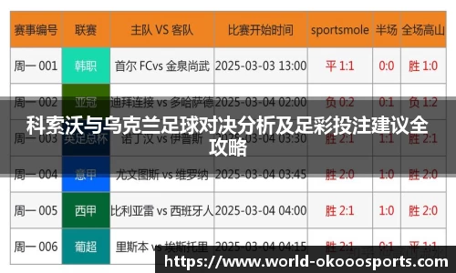 科索沃与乌克兰足球对决分析及足彩投注建议全攻略